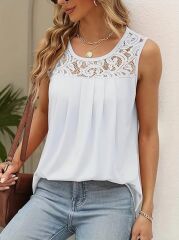 Kadın Askılı Yuvarlak Yaka Dantel Detaylı Viskon Bluz