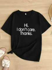 Baskılı Oversize Bisiklet Yaka T-shirt - Siyah