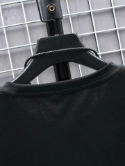 Baskılı Oversize Bisiklet Yaka T-shirt - Siyah