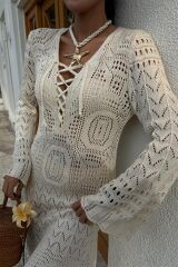 Birit Detaylı Ajurlu Elbise 2838