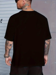 Sporda Günlük Hayata Giyilebilir GYM Baskılı Oversize Bisiklet Yaka Erkek T-shirt - Siyah