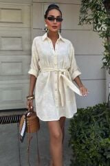 Süzene Nakışlı Ve Gold Düğmeli Elbise 2742