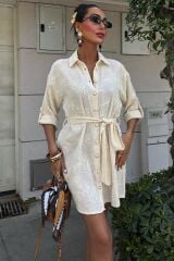 Süzene Nakışlı Ve Gold Düğmeli Elbise 2742