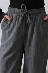 Beli Lastikli Bol Paça Pantolon - Antrasit