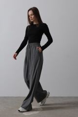 Beli Lastikli Bol Paça Pantolon - Antrasit