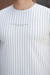 Erkek Dikey çizgili Ottoman Kumaş Kısa Kollu T-shirt