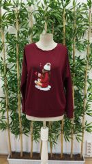 Kadın Yılbaşı özel Uzun Kollu Bisiklet Yaka Desenli Viskon Iki Iplik Bluz