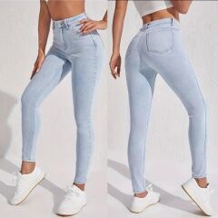 Kadın Yüksek Bel Dar Paça Likralı Pantolon