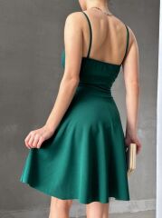 Kadın Dalgıç Krep Kumaş Askılı Mini Elbise