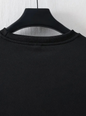 Baskılı Oversize Bisiklet Yaka T-shirt - Siyah