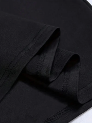 Baskılı Oversize Bisiklet Yaka T-shirt - Siyah