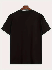 Baskılı Oversize Bisiklet Yaka T-shirt - Siyah
