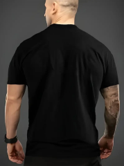 Baskılı Oversize Bisiklet Yaka T-shirt - Siyah
