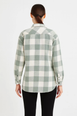 Uzun Kollu Oduncu Gömlek - Su Yeşili