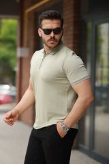 Erkek Fermuarlı Yaka Kısa Kollu Tişört