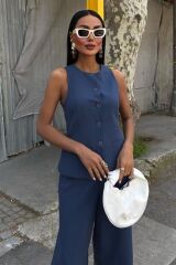 Midi Şortlu Ve Yelekli Viscon Takım 10167