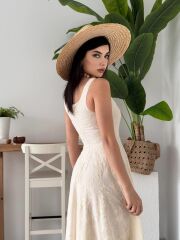 Cuper Çiçek Detaylı Elbise