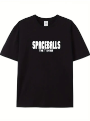 Baskılı Oversize Bisiklet Yaka T-shirt - Siyah