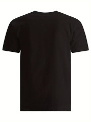 Baskılı Oversize Bisiklet Yaka T-shirt - Siyah