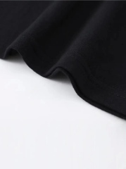 Baskılı Oversize Bisiklet Yaka T-shirt - Siyah