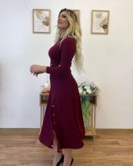 Kadın Uzun Kollu çıtçıtlı Viskon Krop Bluz Ve Yırtmaçlı Etek Istenildiğinde Elbise Olan Ikili Takım