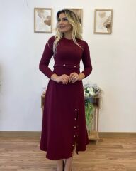 Kadın Uzun Kollu çıtçıtlı Viskon Krop Bluz Ve Yırtmaçlı Etek Istenildiğinde Elbise Olan Ikili Takım