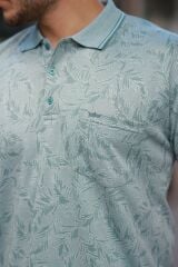 Erkek Yakalı Jakar Baskılı Kısa Kollu T-shirt