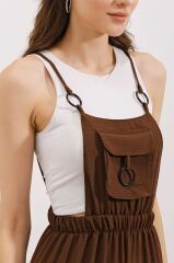 7023 Askılı Bahçıvan Tulum - Kahverengi