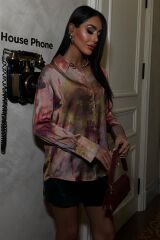 Batik Desenli Saten Gömlek 3445