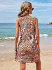 Kadın Kısa Kollu Dantel V Yakalı Desenli Süprem Elbise