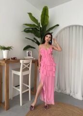 Ples Yırtmaç Detaylı Elbise