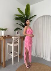 Ples Yırtmaç Detaylı Elbise