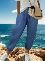 Kadın Yüksek Bel Lastikli Belde Bağcık Detaylı Aerobin Pantolon