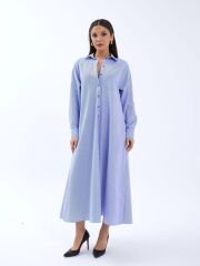 5857 ELBİSE-MAVİ BEYAZ ÇİZGİLİ