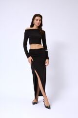 Kayık Yaka Uzun Kol Bluz