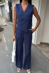 Yeleği Çapraz Detay Düğmeli Cepli Yelekli Takım 10150