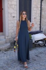 Kadın Sıfır Kollu Bisiklet Yaka Viskon Elbise