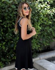 Kadın Sıfır Kollu Yaka Ve Etek Ucu Ribana Detaylıkiloş Viskon Iki Iplik Elbise