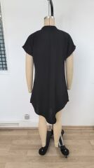 Kadın Kısa Kollu önden Düğmeli Ithal Keten Elbise