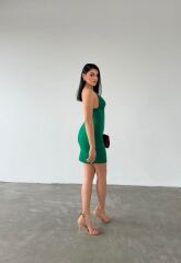 Kadın Dalgıç Krep Kumaş Askılı Mini Elbise