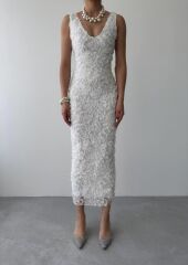 Kren Gül Detaylı Elbise