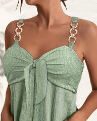 Kadın Askı Aksesuarlı önü Bağlama Detay Salopet şort Tulum