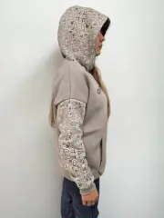 Baskılı Kapüşonlu Sweatshirt - Gri