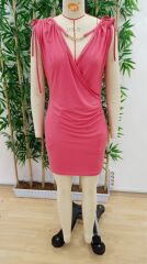 Kadın Kruvaze Yaka Büzgü Ve Aksesuar Detay Sandy Mini Elbise