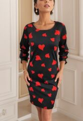 Kadın Uzun Kollu Bisiklet Yaka Dalgıç Mini Boy Elbise