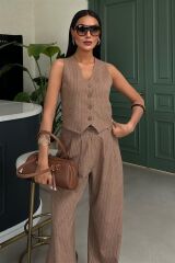 Yelek Ve Pantolon Çizgili Double Takım 10017