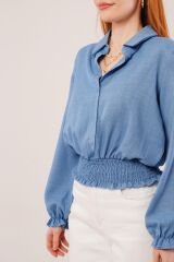 Bel Ve Bilek Lastikli Mavi Bluz