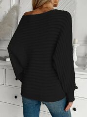 Kadın Uzun Kollu Tek Omuzu Açık Triko Bluz