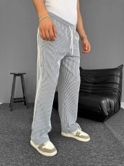 Su Yolu Çizgili Cepli Pantalon - Gri