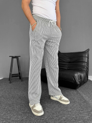 Su Yolu Çizgili Cepli Pantalon - Gri